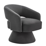 Modern Swivel Barrel Chair, Upholstered Velvet Round Accent Chairs,360 Degree Comfy Swivel Chair W2186P178773
