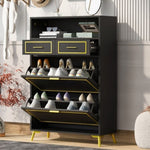 ZUN U-Can Shoe Cabinet with 2 Flip Drawers, 2 Slide Drawers and 1 Shelf, Modern Free Standing Shoe Rack WF531403AAB