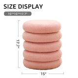 Round Storage Ottoman, Modern Sherpa Footstool, Teddy Vanity Stool with Flip-Top Tray, Makeup Chair 72182829