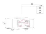 Desk, Black Wengue, 3 Drawers, 4 Legs, 2 Shelves B097P369419