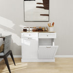 ZUN Two Drawers and Two-Compartment Tilt-Out Trash Cabinet Kitchen Trash Cabinet-White W282P160454