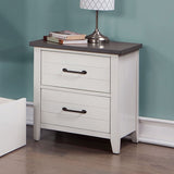 White Color Nightstand Bedroom 1pc Nightstand Solid wood Black Appliance Pull 2-Drawers bedside B011P165673