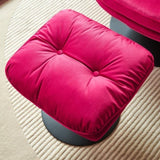 ZUN Swivel Leisure chair lounge chair velvet RED color with ottoman W1805142162
