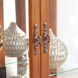 Lighted Glass Display Cabinet Glass Wine Cabinet Curio Display Cabinet with Adjustable Glass Shelves W1758P294632