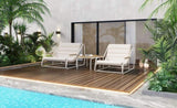 TREXM Outdoor Chaise Chairs Set of 3, Patio Chaise Chair with Acacia Side Table, Pool N715P237243K