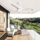 52 Inch Ceiling Fan with Light and 6-speed Remote Control 3 ABS Fan Blades White for Bredoom Patio W934P211170
