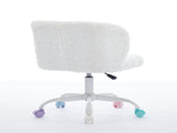 A&A Furniture Office,Artificial rabbit hair Home Office with Metal Base,Adjustable Desk W1143P324154