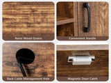 Rustic Brown Sideboard with 2 AC Outlets & 2 USB Ports, Charging Buffet Cabinet with Wine Rack 50254503