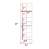 Linen Single Door Cabinet 55" H, Three External Shelves, One Drawer, Two Interior Shelves, Light Oak B097133112