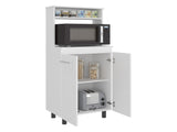 Enderlin Microwave Stand with 3 Shelves, 2 Doors, 4 legs and Cabinet, White B097P474297