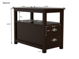 End Table Narrow Nightstand With Two Drawers And Open Shelf-Brown 37806637