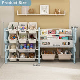 Kids Toy Storage Organizer, Toy Organizer with 2 Tier Bookshelf, Toy Storage with Shelf and 12 Toy W509P288472