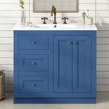 36inch Bathroom Vanity with Ceramic Sink, Bathroom Storage Cabinet with 2 Drawers& Shelf, Solid Wood N710P197024C