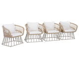 Outdoor Dining Chair MP1 - Teak Finish Wicker & Beige Steel Frame, 300LBS Weight Capacity, Includes N770P385227B