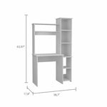 ZUN White 6-Shelf Writing Desk with Built-in Bookcase B06280293