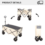 ZUN Folding Wagon, Heavy Duty Utility Beach Wagon Cart for Sand with Big Wheels, Adjustable Handle&Drink W321P163961