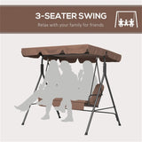 3-Seat Outdoor Patio Swing Chair-Brown 69665879