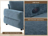 Convertible Sofa Bed 62.75" Sleeper Sofa Loveseat Sofa Couch with Adjustable Backrest and USB Ports N719P390439C