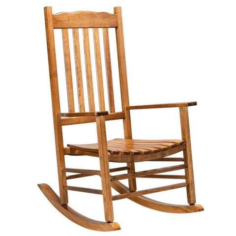 ZUN 68.5*86*115CM Square Wooden Rocking Chair Wavy Backboard Original Color 82239638