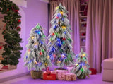 Pre-Lit Flocked Christmas Tree Set of 3, 3FT / 4.5FT / 6FT Artificial Christmas Trees with 235 Warm N704P526154A
