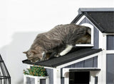 Gray Modern Outdoor Cat Furniture Weather-Resistant Roof, Garden Bed, Multi-Entry Cat House 40275527