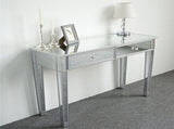 2-Drawer Modern Style Computer Desk MDF Mirror Dressing Table 41.34*14.17*29.92in Silver 20041473