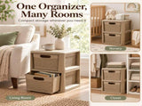2-Drawer Storage Organizer with Wicker Patterns for Bedroom Bathroom Closet Living Room Nursery 14734553