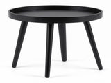 Mid Century Modern Round Side Table, Small Sofa End Coffee Table with Bamboo Legs & Wooden Tray 87923684