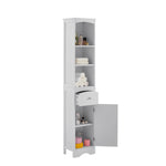 ZUN Tall Bathroom Cabinet, Freestanding Storage Cabinet with Drawer, MDF Board, Adjustable Shelf, White 18363202