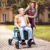New 2-in-1 Foldable Rollator Walker with 9 Inch Pneumatic Tires 84587751