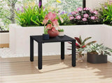 Outdoor Square Metal Side Table with Slatted Top, Black 03425637