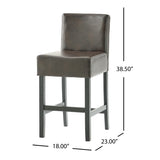 Set of 2 26" Portman Bonded Leather Counter Height Barstool, Brown WF530923BRN