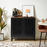 Cabinet with Slatted Grille Striped Door, Modern Style Cabinet, High-Quality MDF and Metal Leg W578P193310