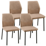 ZUN Beige PU Leather Dining Chairs Set of 4 Faux Leather Dining Chairs Living Room Chair Modern Kitchen W1164P195157