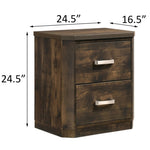 ZUN Rustic Walnut 2-drawer Nightstand B062P181320