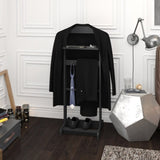Accent Portable Garment Rack,Clothes Valet Stand with Storage Organizer,Black Finish W760P145329