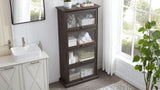 Glass display cabinet 4 Tier Glass Display Cabinet Storage Curio Cabinet with Flip up Glass Doors, W2275P206601