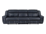 Modern Blue Dual Reclining Sofa with Center Drop-Down Cup Holders, Breathable Faux Leather B011P228161