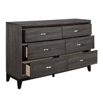 ZUN Contemporary Design 1pc 6-Drawers Dresser Gray Finish Polished Hardware Wooden Bedroom Furniture B011P144751