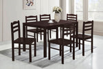 ZUN 7pc Dining Set Brown Finish Dining Table and 6 Chairs, MDF and Solid Wood, Dining Kitchen Set B011P220221