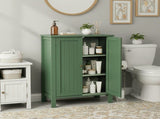Forest Green MDF Painted with Vertical Stripes, 60*30*80cm, Double Door Bathroom Vanity 44803152