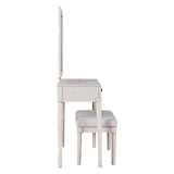 Modern Vanity Desk with Mirror, Adult Makeup Table Set with Stool, Home Office Desk, 2 Large N844P262898A