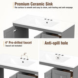 36 inch Shaker Style Free-Standing Bathroom Vanity Cabinet with Ceramic Sink, 4 Soft-close Drawers N729P288872E