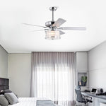 ZUN 52" 3-Light Chrome Drum Shade LED Ceiling Fan + Remote, Traditional Farmhouse Rustic Industrial W1592P152990