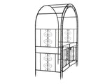 134.5*58.5*213cm Arc Roof Double Layer With Door Wrought Iron Iron Arch Courtyard Black 03609529