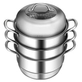 Stainless Steel Multi-Cook Steamer - 3-Tier Design with Reflux Steaming Grids, 8QT Bottom Pot, 98847665