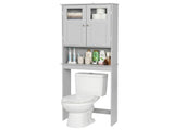 2-Door 3-Tier Toilet Cabinet MDF Melamine-Faced Bathroom Vanity 23.23*8.66*66.93in Grey 44440316