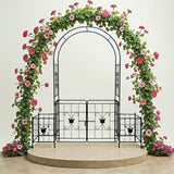 Garden Arch Arbor Trellis for Climbing Plants with Gate, Durable Metal Garden Arch Outdoor Wedding W840P321539
