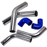 2.5" Universal Aluminum Intercooler Turbo Piping Pipe Kit Silicone Hose Clamps 19074328