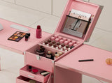 Portable Nail Table Desk, Foldable Rolling Manicure Table with Wheel, Makeup Train Case for Nail 09670232